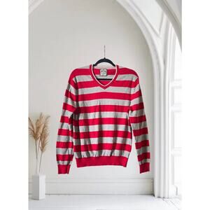Express Sweater Mens Striped Pullover Cotton Large